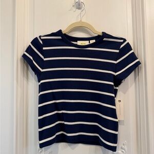 Navy Blue Striped Anthropologie Shirt